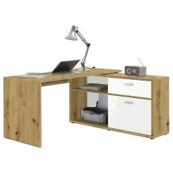 Winkelkombination - Artisan Eiche-weiß - mit Regal