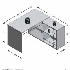 Winkelschreibtisch - Artisan Eiche - weiß - 4 Ablagen -Günstiges Büro Geschäft 0131011000 03 1600Wx1600H