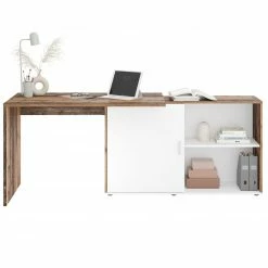 Winkelschreibtisch - Old Wood - weiß - 4 Ablagen -Günstiges Büro Geschäft 0131011001 03 1600Wx1600H