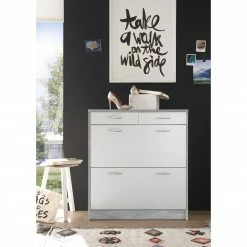 Schuhkipper - Beton-weiß - 87 cm breit -Günstiges Büro Geschäft 0153012401 02 1600Wx1600H