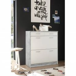 Schuhkipper - Beton-weiß - 87 cm breit -Günstiges Büro Geschäft 0153012401 03 1600Wx1600H