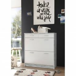 Schuhkipper - Beton-weiß - 87 cm breit -Günstiges Büro Geschäft 0153012401 06 1600Wx1600H