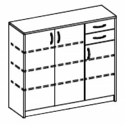 Kommode - Beton-weiß - 109 cm breit -Günstiges Büro Geschäft 0153013701 03 1600Wx1600H