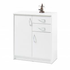 Kommode - weiß - 2 Schubkästen - 74 cm