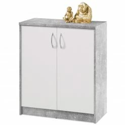 Kommode - Betonoptik-weiß - 2 Türen - 74 cm