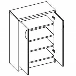Kommode - Betonoptik-weiß - 2 Türen - 112 cm hoch -Günstiges Büro Geschäft 0153014201 03 1600Wx1600H