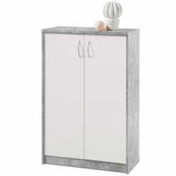 Kommode - Betonoptik-weiß - 2 Türen - 112 cm hoch