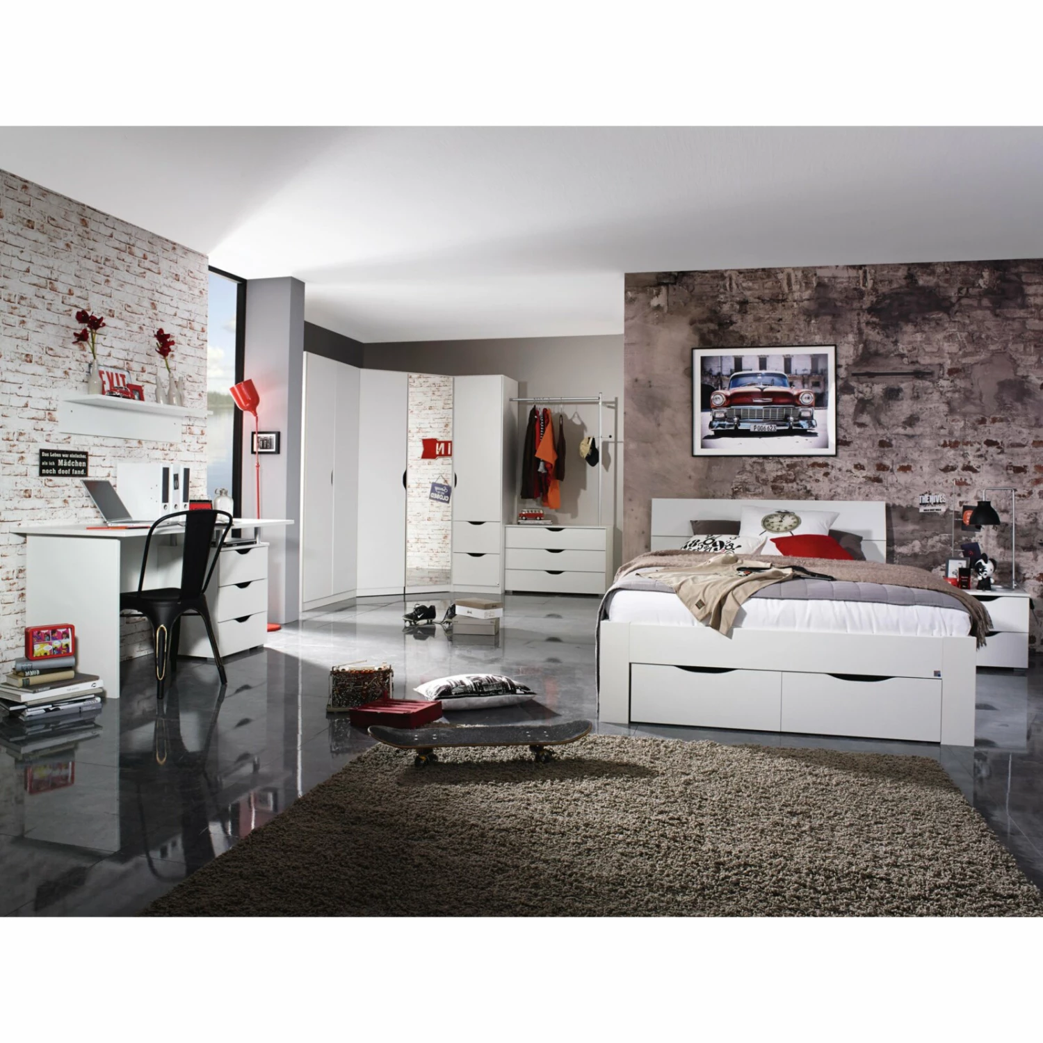 Schreibtisch - alpinweiß - 140 cm breit 4 Schreibtisch - alpinweiß - 140 cm breit – Bild 2