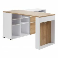 Eckschreibtisch - weiß - Riviera-Eiche - wechselseitig montierbar -Günstiges Büro Geschäft 0432000400 03 1600Wx1600H