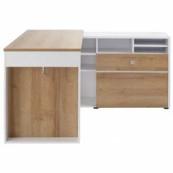 Eckschreibtisch - weiß - Riviera-Eiche - wechselseitig montierbar -Günstiges Büro Geschäft 0432000400 04 1600Wx1600H