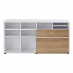 Eckschreibtisch - weiß - Riviera-Eiche - wechselseitig montierbar -Günstiges Büro Geschäft 0432000400 05 1600Wx1600H