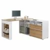 Eckschreibtisch - weiß - Riviera-Eiche - wechselseitig montierbar -Günstiges Büro Geschäft 0432000400 1600Wx1600H