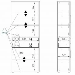 Aktenschrank - Riviera Eiche - weiß Hochglanz - 2 Schubkästen -Günstiges Büro Geschäft 0432014600 03 1600Wx1600H