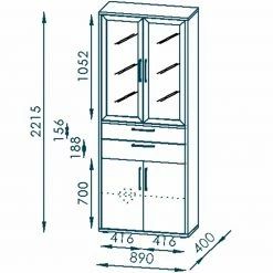 Aktenschrank - Riviera Eiche - weiß Hochglanz - 2 Schubkästen -Günstiges Büro Geschäft 0432014600 05 1600Wx1600H