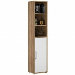 Aktenschrank - Riviera Eiche - weiß Hochglanz - eine Tür -Günstiges Büro Geschäft 0432014700 03 1600Wx1600H