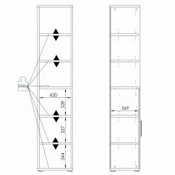 Aktenschrank - Riviera Eiche - weiß Hochglanz - eine Tür -Günstiges Büro Geschäft 0432014700 04 1600Wx1600H