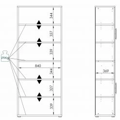 Aktenschrank - Riviera Eiche - weiß Hochglanz - 4 Türen -Günstiges Büro Geschäft 0432014800 04 1600Wx1600H