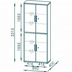 Aktenschrank - Riviera Eiche - weiß Hochglanz - 4 Türen -Günstiges Büro Geschäft 0432014800 06 1600Wx1600H
