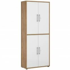 Aktenschrank - Riviera Eiche - weiß Hochglanz - 4 Türen