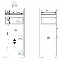 Aktenschrank - Riviera Eiche - weiß Hochglanz - 113 cm hoch -Günstiges Büro Geschäft 0432015200 05 1600Wx1600H