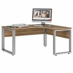 Winkelschreibtisch - Riviera Eiche - Alu-Optik - 160 cm -Günstiges Büro Geschäft 0432015300 03 1600Wx1600H