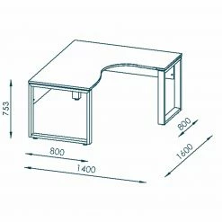 Winkelschreibtisch - Riviera Eiche - Alu-Optik - 160 cm -Günstiges Büro Geschäft 0432015300 05 1600Wx1600H