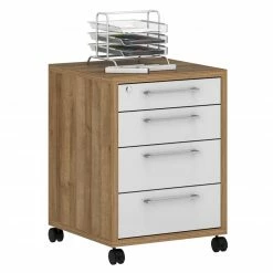 Rollcontainer - Riviera Eiche - weiß Hochglanz -Günstiges Büro Geschäft 0432015400 03 1600Wx1600H