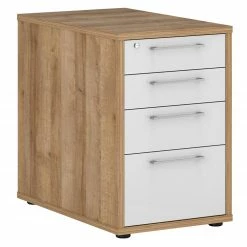 Anstell-Container - Riviera Eiche - weiß Hochglanz