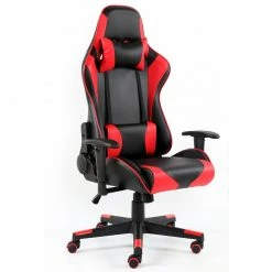 Gamer-Drehstuhl - schwarz-rot - Lederoptik - höhenverstellbar