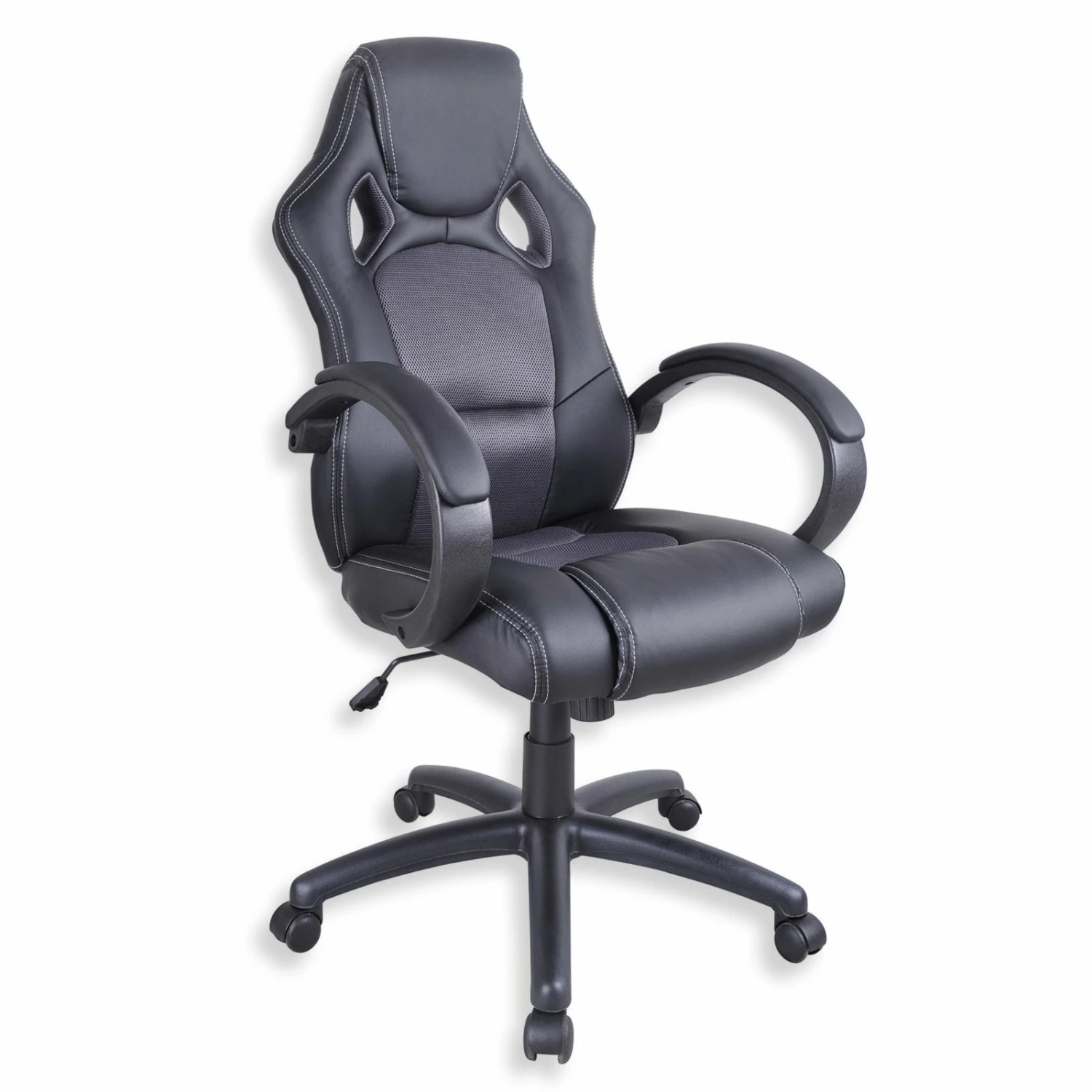 Gaming-Stuhl - schwarz-grau - Lederoptik 4 Gaming-Stuhl - schwarz-grau - Lederoptik – Bild 2