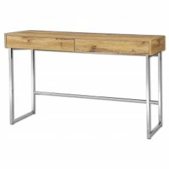 Schreibtisch - Eiche - chromfarben - 120 cm