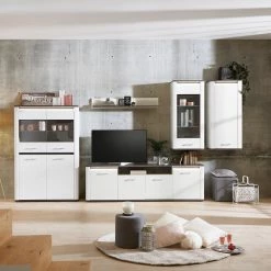 Luca Bessoni Wandboard ALASSIO - weiß Hochglanz - Matera dunkel - 120 cm -Günstiges Büro Geschäft 1016018700 07 1600Wx1600H