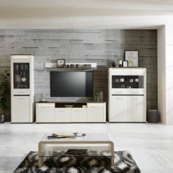 Luca Bessoni Wandboard ALASSIO - weiß Hochglanz - Matera dunkel - 156 cm -Günstiges Büro Geschäft 1016019400 04 1600Wx1600H