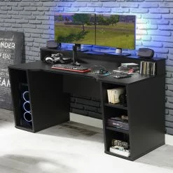 Gamer-Schreibtisch - schwarz matt - 160 cm -Günstiges Büro Geschäft 1023004700 03 1600Wx1600H