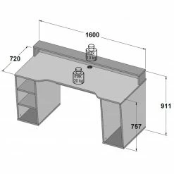 Gamer-Schreibtisch - schwarz matt - 160 cm -Günstiges Büro Geschäft 1023004700 09 1600Wx1600H