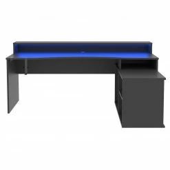 Gamer-Schreibtisch - schwarz - mit LED-Beleuchtung - 200 cm breit
