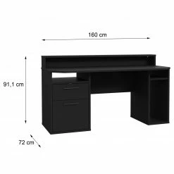 Gaming-Schreibtisch - schwarz-matt - 160 cm breit 27 Gaming-Schreibtisch - schwarz-matt - 160 cm breit -Günstiges Büro Geschäft 1023020100 12 1600Wx1600H
