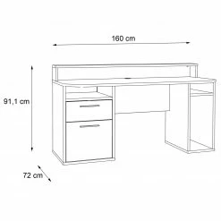 Gaming-Schreibtisch - schwarz-matt - 160 cm breit 28 Gaming-Schreibtisch - schwarz-matt - 160 cm breit -Günstiges Büro Geschäft 1023020100 13 1600Wx1600H