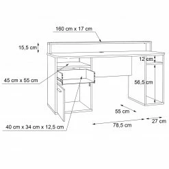 Gaming-Schreibtisch - schwarz-matt - 160 cm breit 29 Gaming-Schreibtisch - schwarz-matt - 160 cm breit -Günstiges Büro Geschäft 1023020100 14 1600Wx1600H