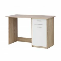 Schreibtisch - Sonoma Eiche-weiß - Schubkasten - 123 cm