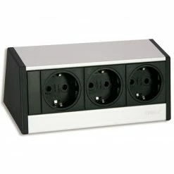 3-fach Steckdosen-Element EVO - schwarz-silber