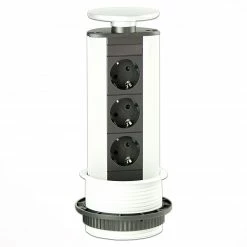 3-fach Steckdose - schwarz-weiß - versenkbar