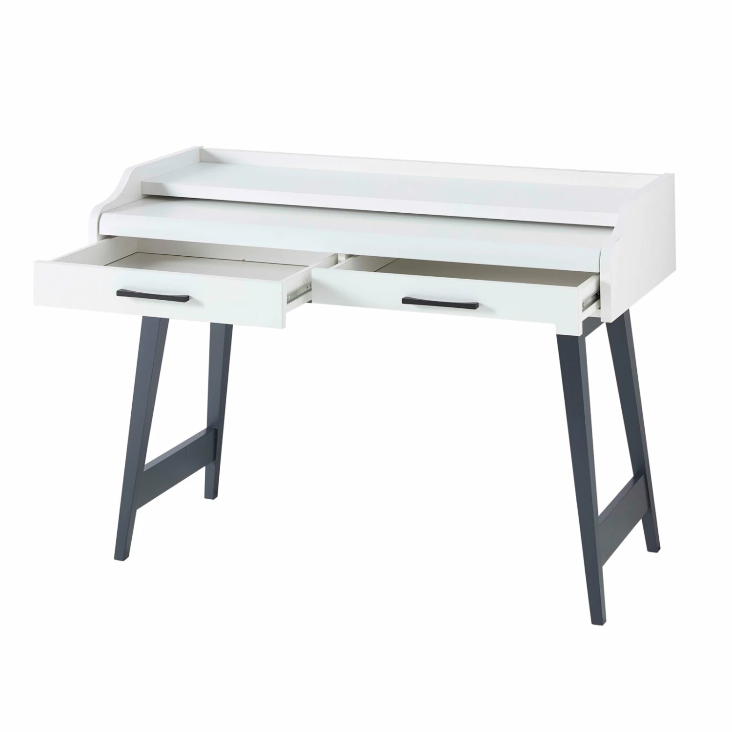 Sekretär - weiß-grau - ausziehbar 4 Sekretär - weiß-grau - ausziehbar – Bild 2