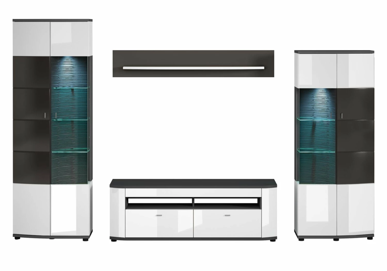 Wandboard - anthrazit - weiß Hochglanz - 150 cm 6 Wandboard - anthrazit - weiß Hochglanz - 150 cm – Bild 4