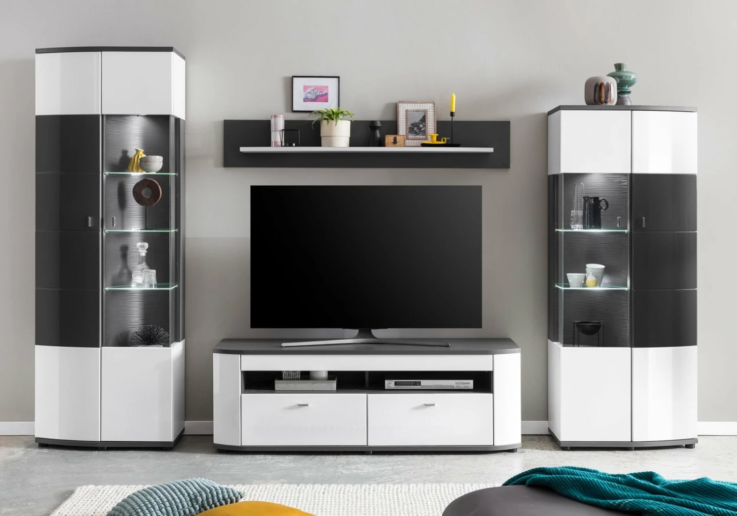 Wandboard - anthrazit - weiß Hochglanz - 150 cm 7 Wandboard - anthrazit - weiß Hochglanz - 150 cm – Bild 5