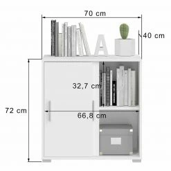 Kommode MOVER - weiß - 2 Schiebetüren - 68x72 cm -Günstiges Büro Geschäft 1331001200 04 1600Wx1600H