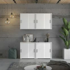 Kommode MOVER - weiß - 2 Schiebetüren - 68x72 cm -Günstiges Büro Geschäft 1331001200 07 1600Wx1600H