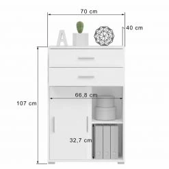 Kommode MOVER - weiß - Schiebetüren und Schubkästen - 68x107 cm -Günstiges Büro Geschäft 1331001500 04 1600Wx1600H