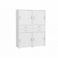 Kommode MOVER - weiß - Schiebetüren und Schubkästen - 68x107 cm -Günstiges Büro Geschäft 1331001500 07 1600Wx1600H