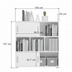 Kommode MOVER - weiß - 4 Schiebetüren - 100x107 cm -Günstiges Büro Geschäft 1331001600 04 1600Wx1600H